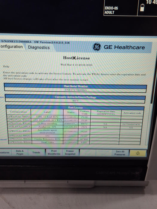 GE Healthcare Carescape B450 Critical Care Patient Monitor