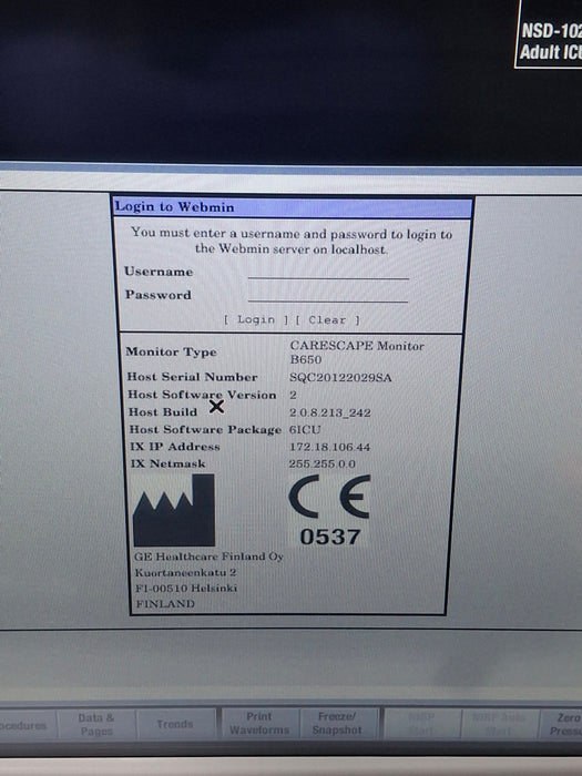 GE Healthcare Carescape B650 Critical Care Patient Monitor