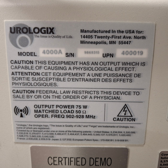 Urologix, Inc. Targis 4000A Urological Cooled Thermotherapy System