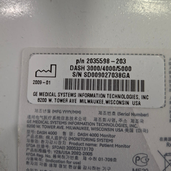 GE Healthcare Dash 4000 - GE/Nellcor SpO2 Patient Monitor