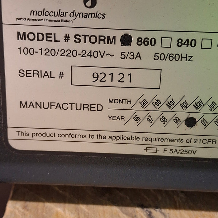 Molecular Dynamics Molecular Dynamics Storm 860 Imager Electrophoresis Gel Scanner Research Lab reLink Online