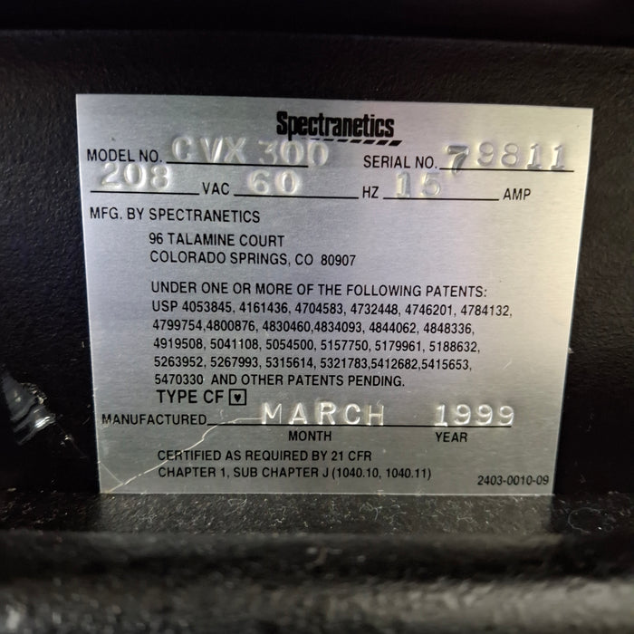 Spectranetics CVX-300 Laser