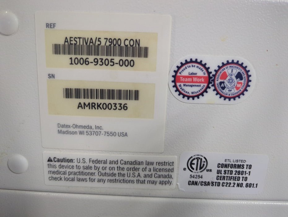 Datex-Ohmeda Aestiva 5 w/7900 Anesthesia System