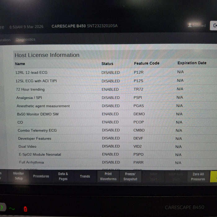 GE Healthcare Carescape B450 Neonatal Care Patient Monitor