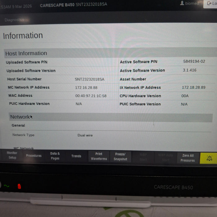 GE Healthcare GE Healthcare Carescape B450 Neonatal Care Patient Monitor Patient Monitors reLink Online