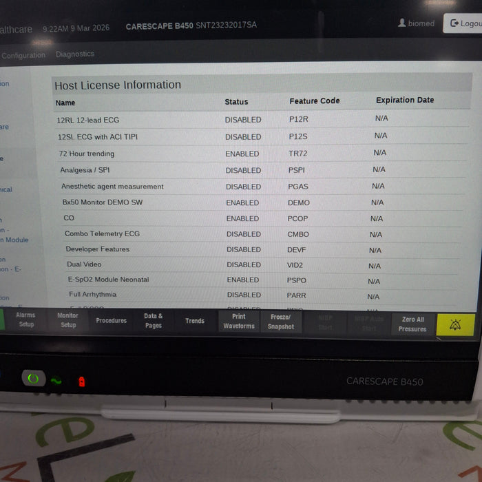 GE Healthcare Carescape B450 Neonatal Care Patient Monitor
