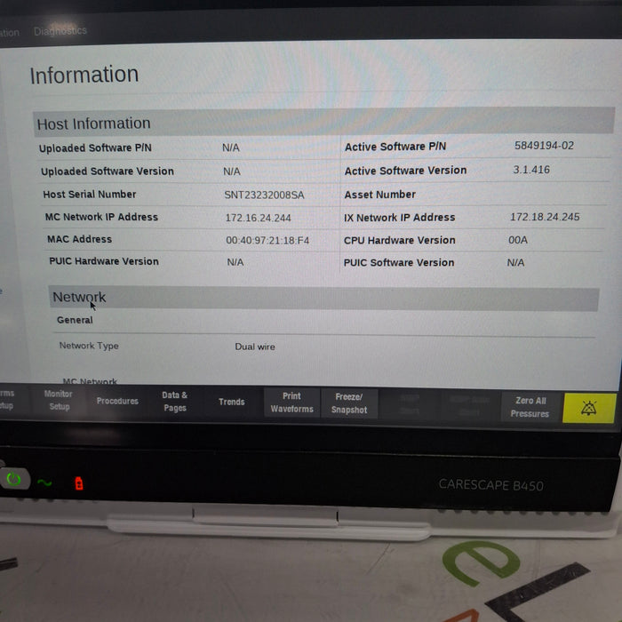 GE Healthcare Carescape B450 Neonatal Care Patient Monitor