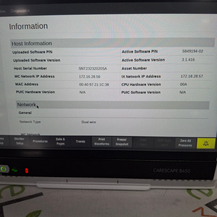 GE Healthcare Carescape B450 Neonatal Care Patient Monitor