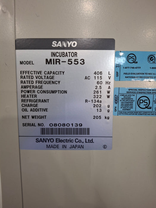 Sanyo MIR-553 Refrigerated Incubator