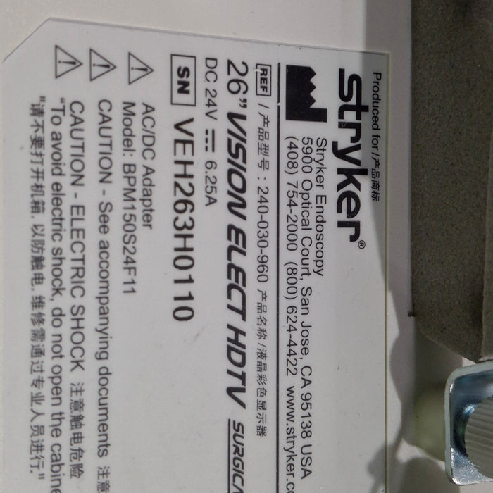 Stryker WiSe 26" HDTV Surgical Display 240-030-960 Monitor