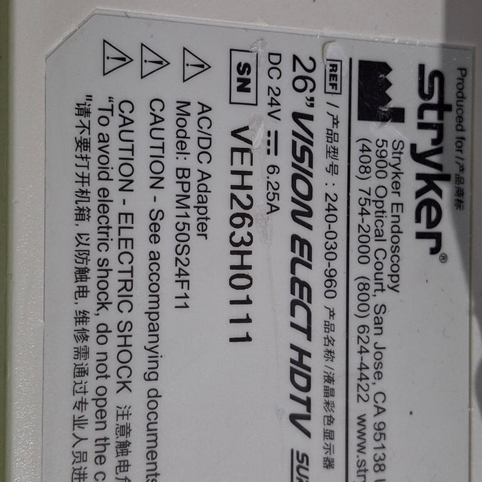 Stryker WiSe 26" HDTV Surgical Display 240-030-960 Monitor