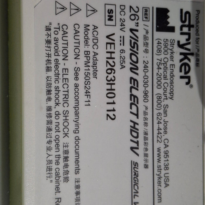 Stryker WiSe 26" HDTV Surgical Display 240-030-960 Monitor