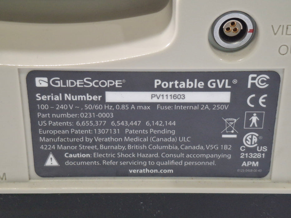 Verathon Medical, Inc Glidescope GVL Video Laryngoscope w/ Reusable Baton