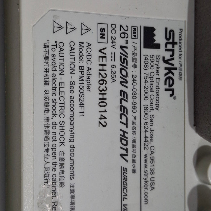Stryker 26" Vision Elect HD Flat Panel Monitor