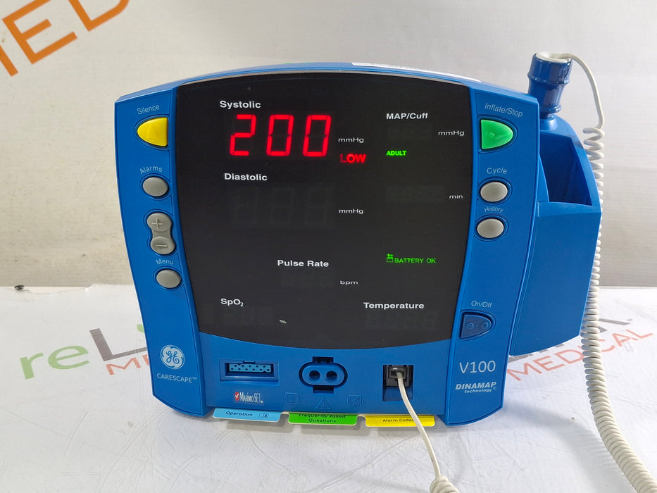 GE Healthcare Dinamap V100 - NIBP, SpO2, Temp Vital Signs Monitor