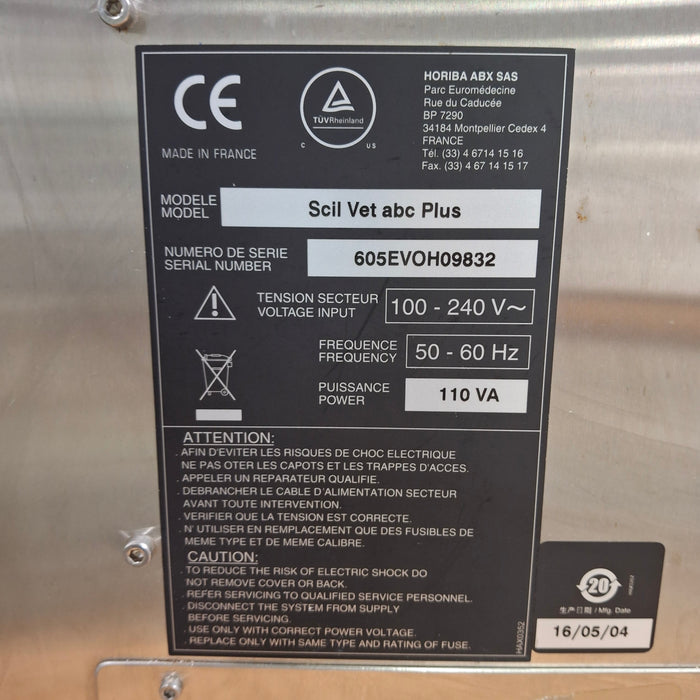 Horiba ABX Scil Vet abc Plus Hematology Analyzer