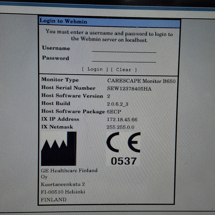GE Healthcare Carescape B650 Emergency Care Patient Monitor