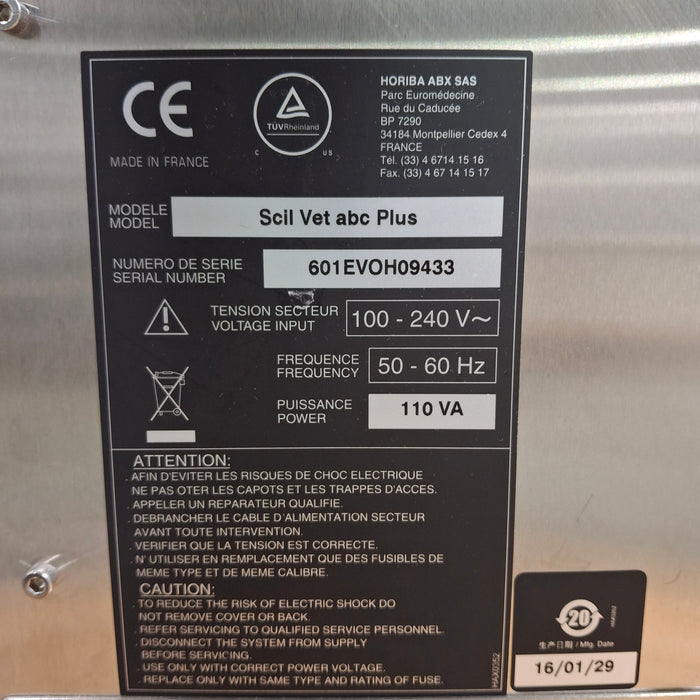 Horiba ABX Scil Vet abc Plus Hematology Analyzer