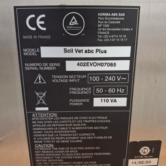 Horiba ABX Scil Vet abc Plus Hematology Analyzer