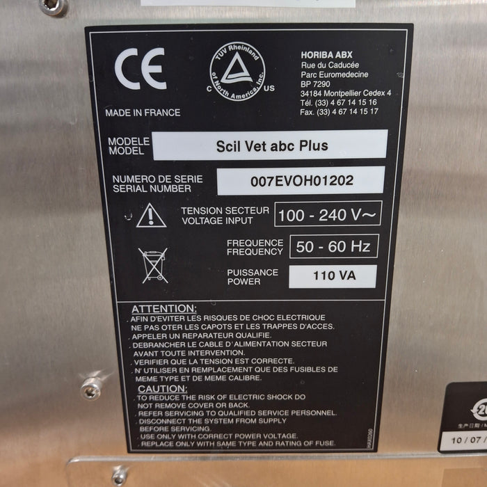 Horiba ABX Scil Vet abc Plus Hematology Analyzer