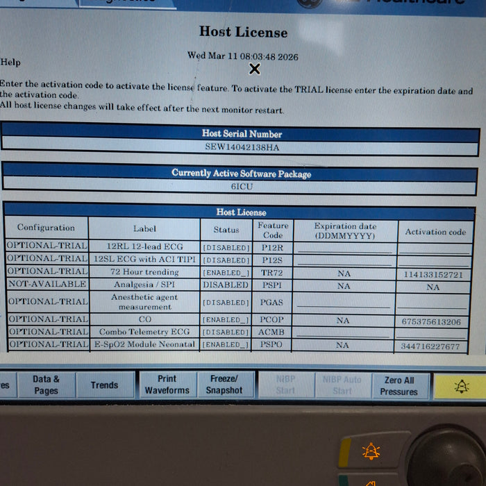 GE Healthcare Carescape B650 Critical Care Patient Monitor