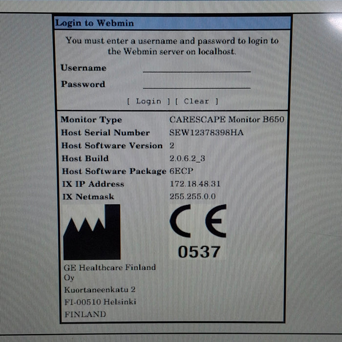 GE Healthcare Carescape B650 Emergency Care Patient Monitor