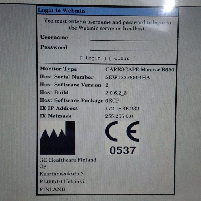 GE Healthcare Carescape B650 Emergency Care Patient Monitor