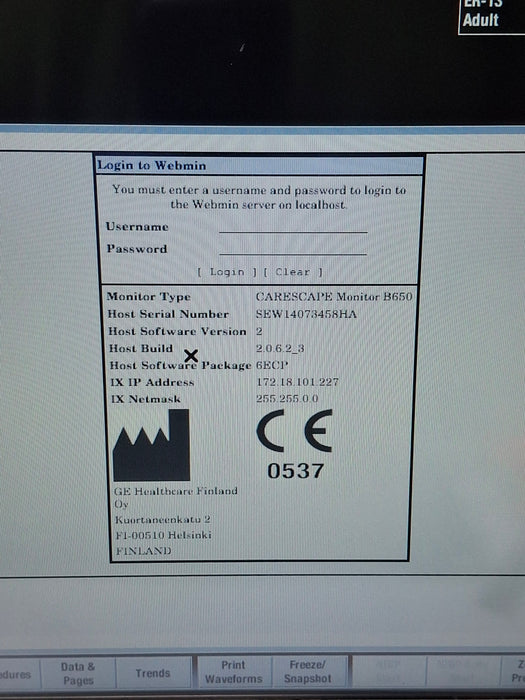 GE Healthcare Carescape B650 Emergency Care Patient Monitor