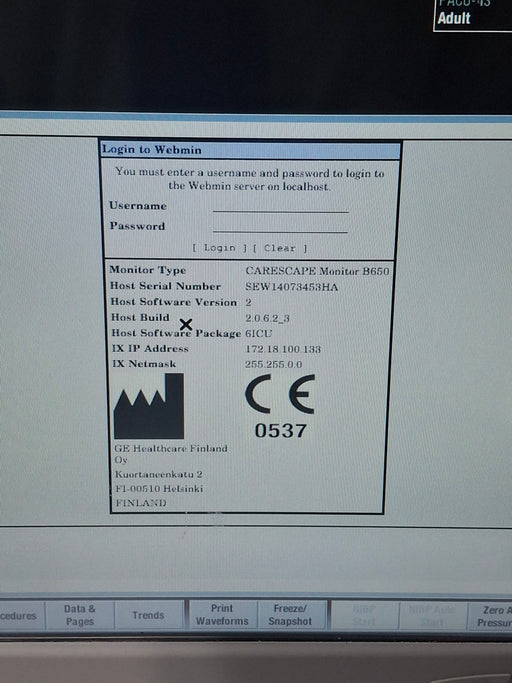 GE Healthcare GE Healthcare Carescape B650 Critical Care Patient Monitor Patient Monitors reLink Online