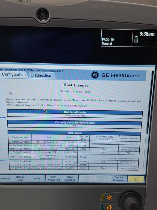 GE Healthcare Carescape B650 Post Anesthesia Care Patient Monitor