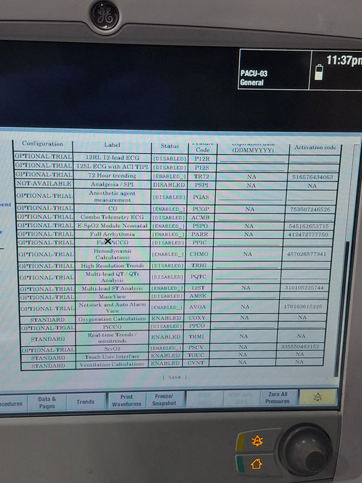 GE Healthcare Carescape B650 Post Anesthesia Care Patient Monitor
