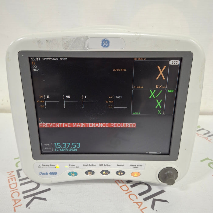 GE Healthcare Dash 4000 - GE/Nellcor SpO2 Patient Monitor