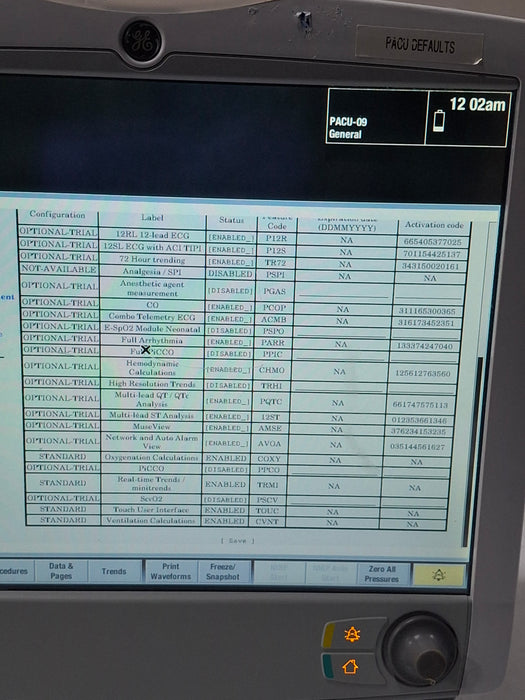 GE Healthcare Carescape B650 Post Anesthesia Care Patient Monitor