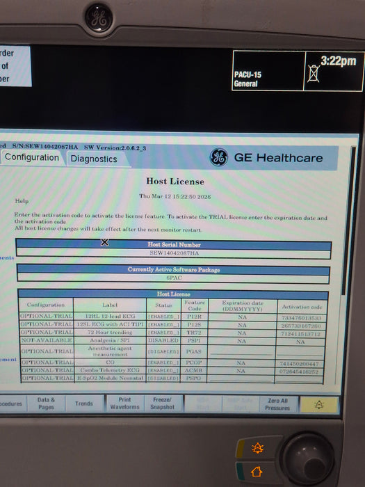 GE Healthcare Carescape B650 Post Anesthesia Care Patient Monitor