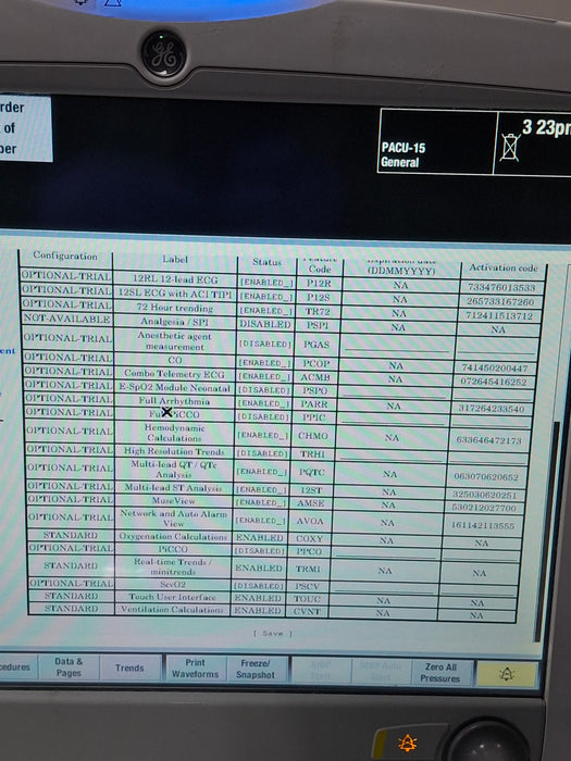 GE Healthcare Carescape B650 Post Anesthesia Care Patient Monitor