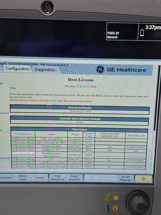 GE Healthcare Carescape B650 Post Anesthesia Care Patient Monitor