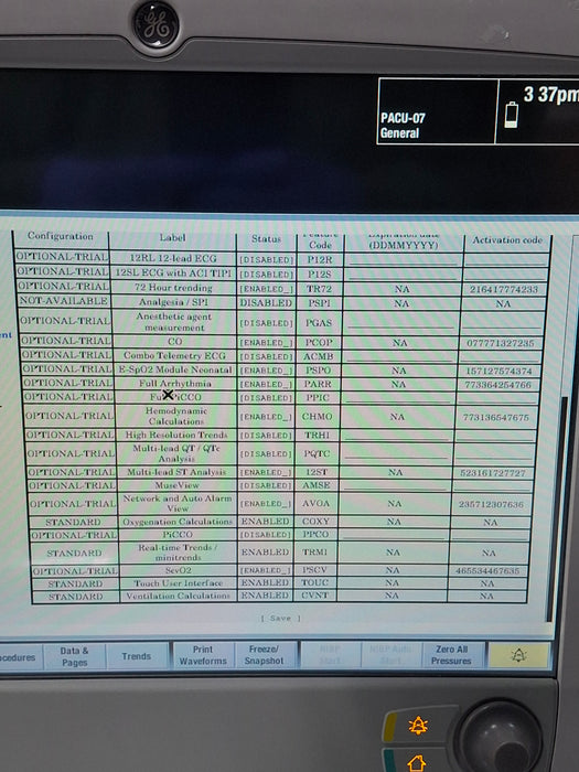 GE Healthcare Carescape B650 Post Anesthesia Care Patient Monitor