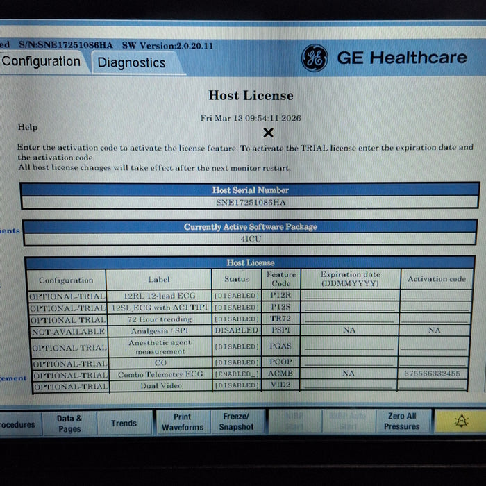 GE Healthcare Carescape B450 Critical Care Patient Monitor