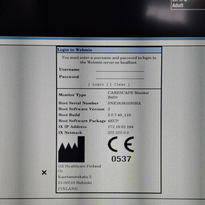 GE Healthcare Carescape B450 Emergency Care Patient Monitor