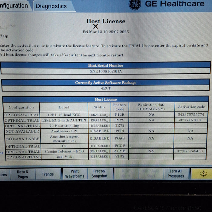 GE Healthcare Carescape B450 Emergency Care Patient Monitor