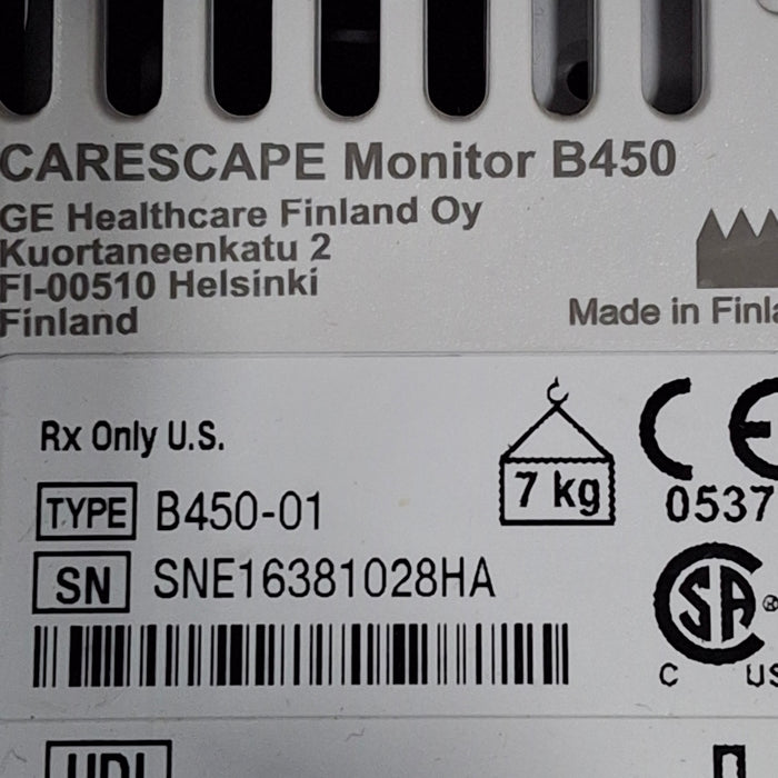 GE Healthcare Carescape B450 Emergency Care Patient Monitor