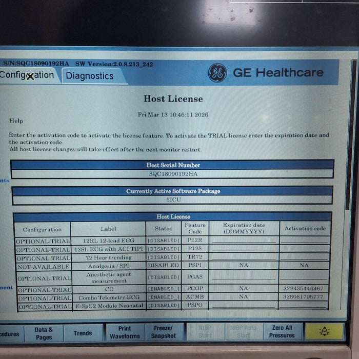 GE Healthcare Carescape B650 Critical Care Patient Monitor