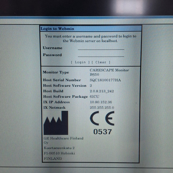 GE Healthcare Carescape B650 Critical Care Patient Monitor