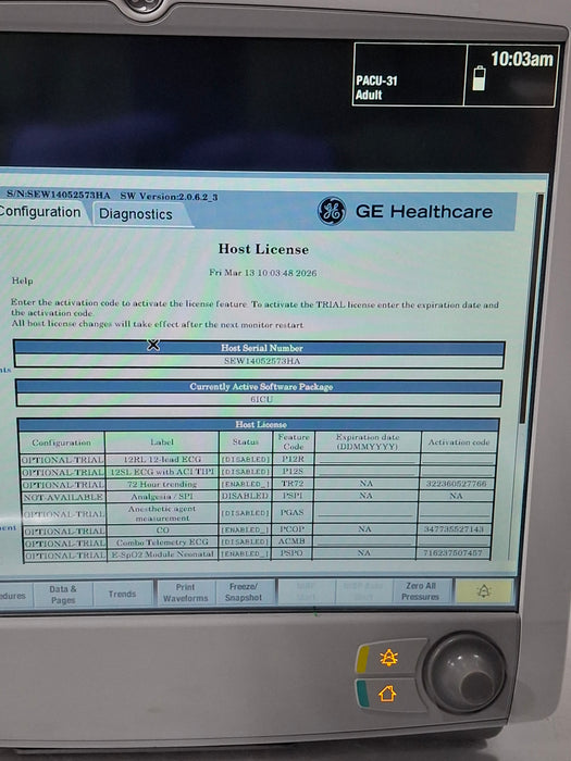 GE Healthcare Carescape B650 Critical Care Patient Monitor