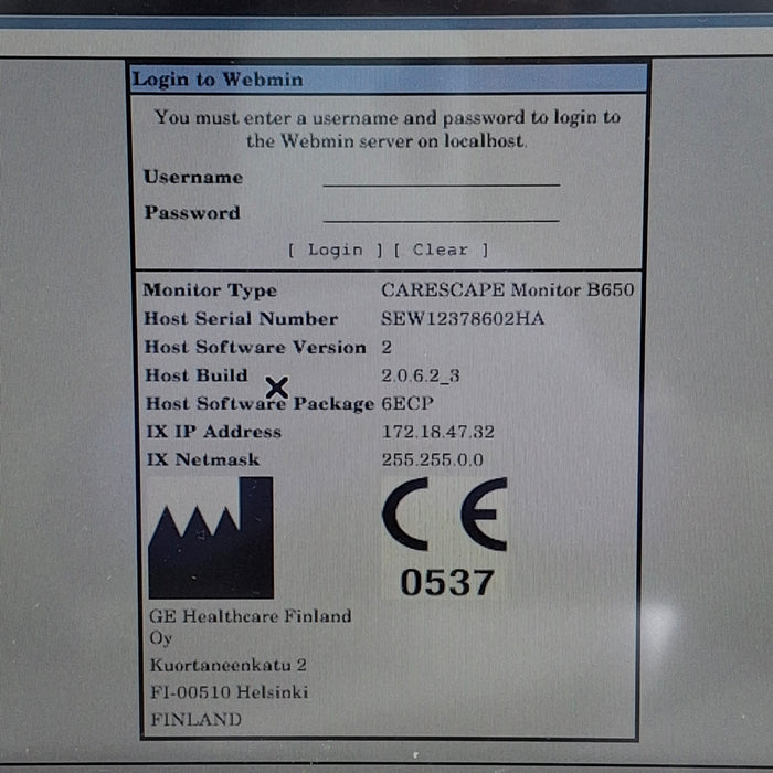 GE Healthcare Carescape B650 Emergency Care Patient Monitor