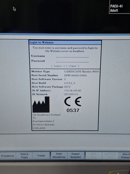 GE Healthcare GE Healthcare Carescape B650 Critical Care Patient Monitor Patient Monitors reLink Online