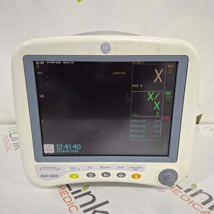 GE Healthcare Dash 4000 - Masimo SpO2 Patient Monitor