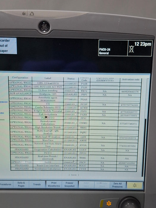 GE Healthcare Carescape B650 Post Anesthesia Care Patient Monitor