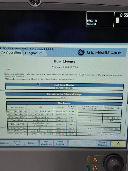 GE Healthcare Carescape B650 Post Anesthesia Care Patient Monitor