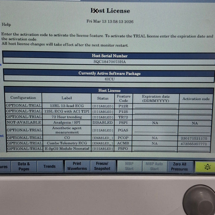 GE Healthcare Carescape B650 Critical Care Patient Monitor